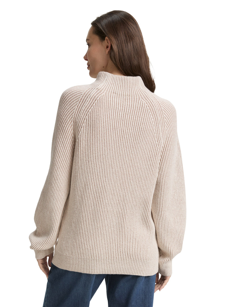 Loose Fit Strickpullover mit Stehkragen