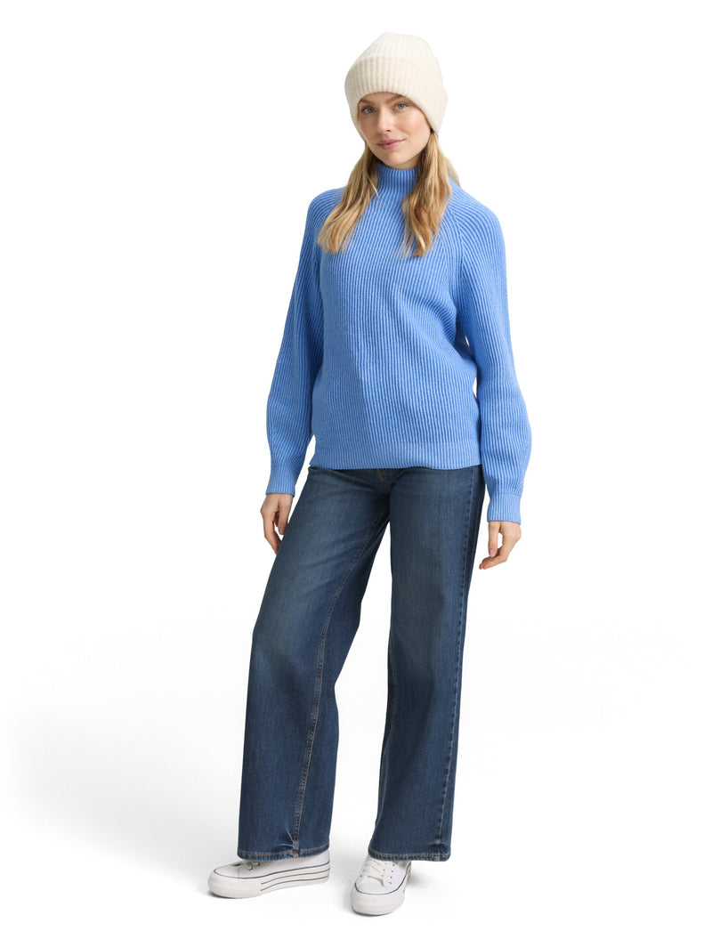Loose Fit Strickpullover mit Stehkragen
