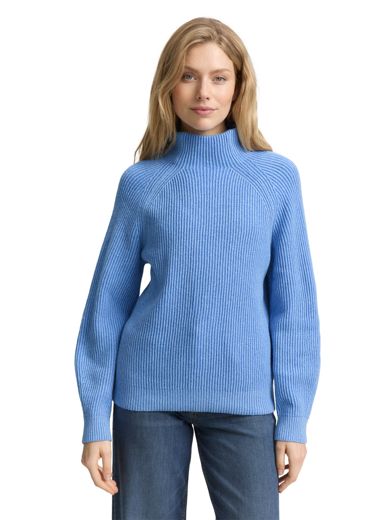 Loose Fit Strickpullover mit Stehkragen
