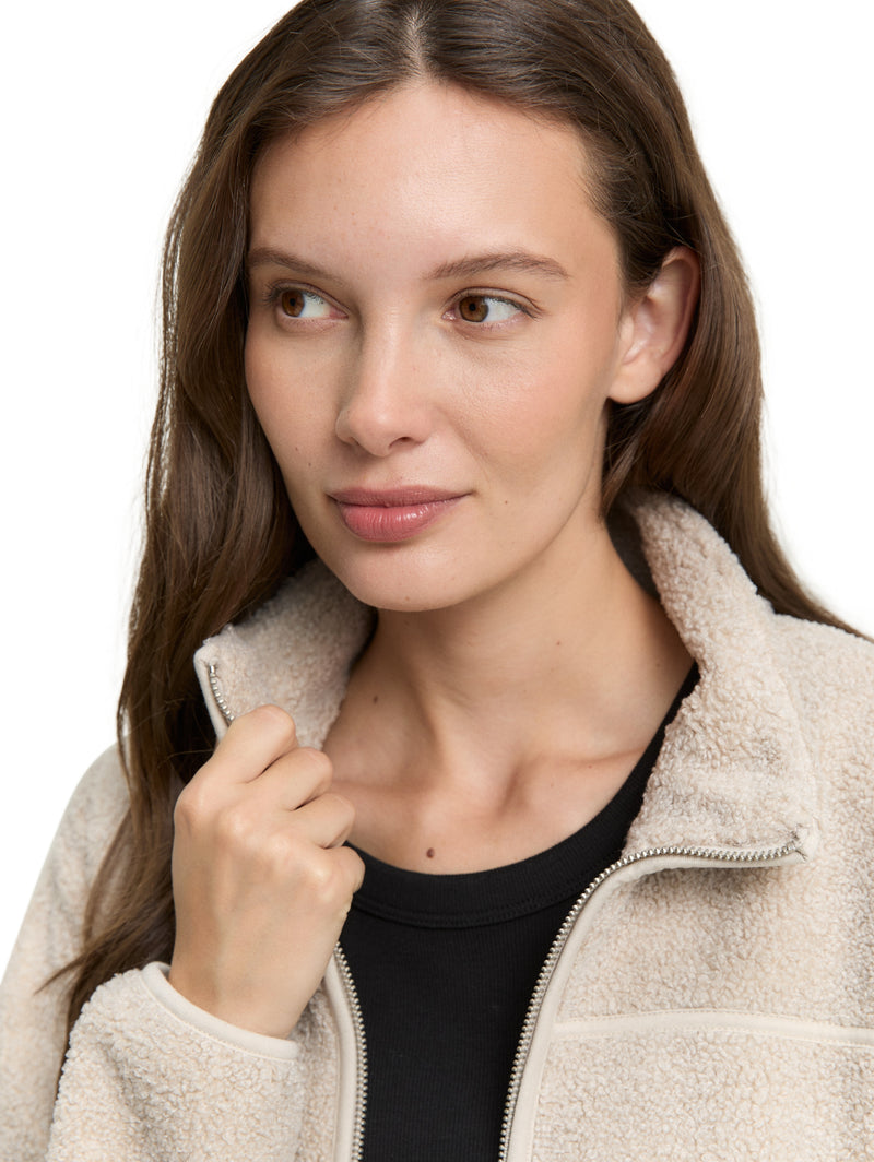 Teddy Sweatjacke mit Stehkragen
