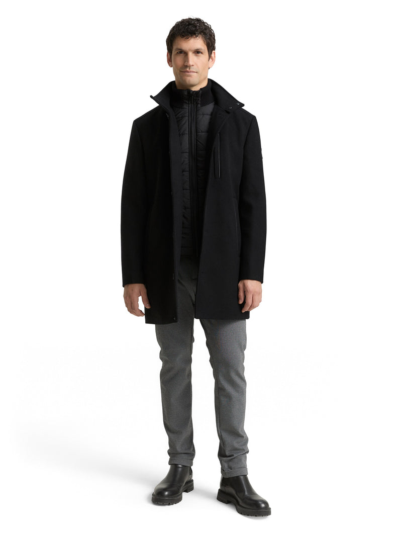 2-in-1 Wollmantel mit abnehmbarer Innenjacke