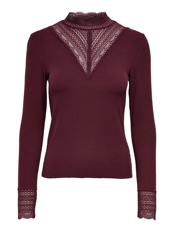 ONLTILDE L/S HIGH NECK LACE TOP JRS NOOS
