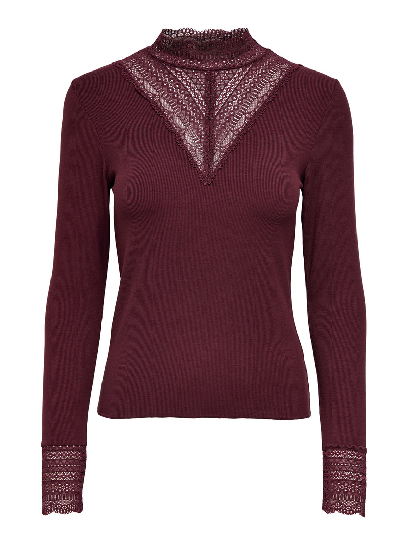 ONLTILDE L/S HIGH NECK LACE TOP JRS NOOS