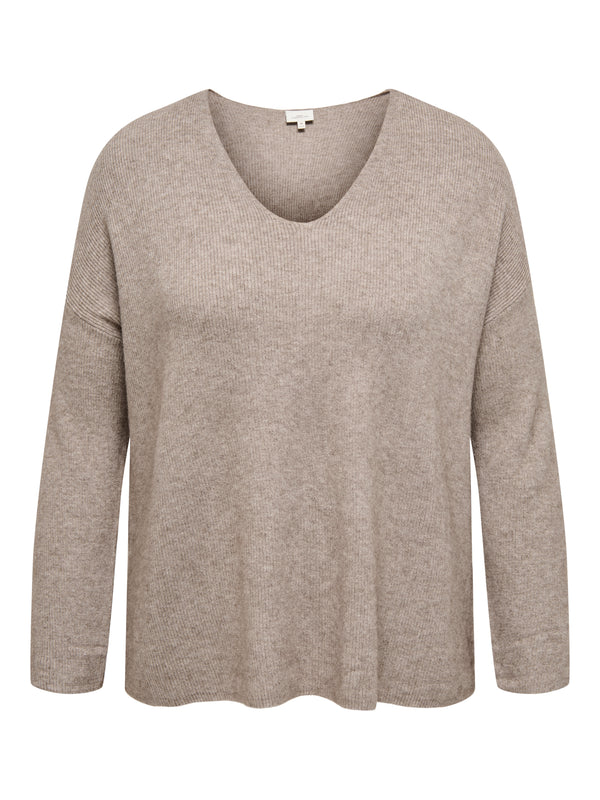 CARIBI LS RIB LOOSE V-NECK CC KNT