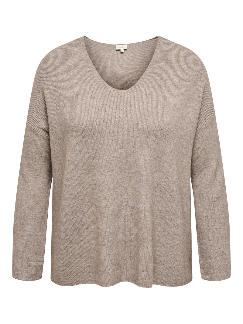 CARIBI LS RIB LOOSE V-NECK CC KNT