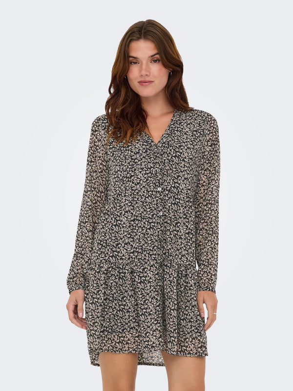 ONLSTAR LIFE L/S LOOSE BUTTON DRESS WVN