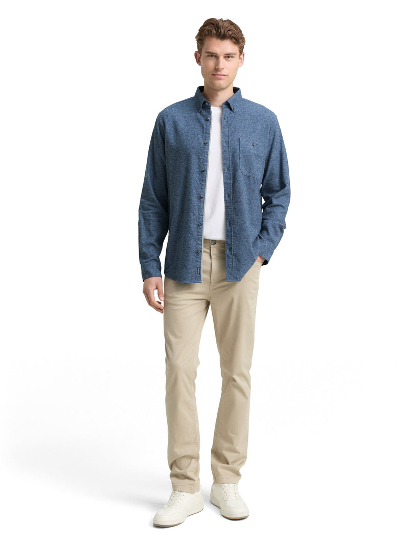 Regular Fit Soft-Touch Hemd in Melange-Optik