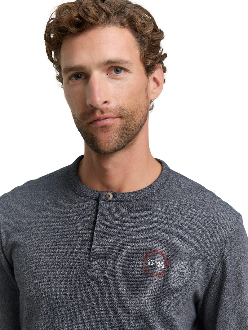 Henley Langarmshirt aus Baumwolle