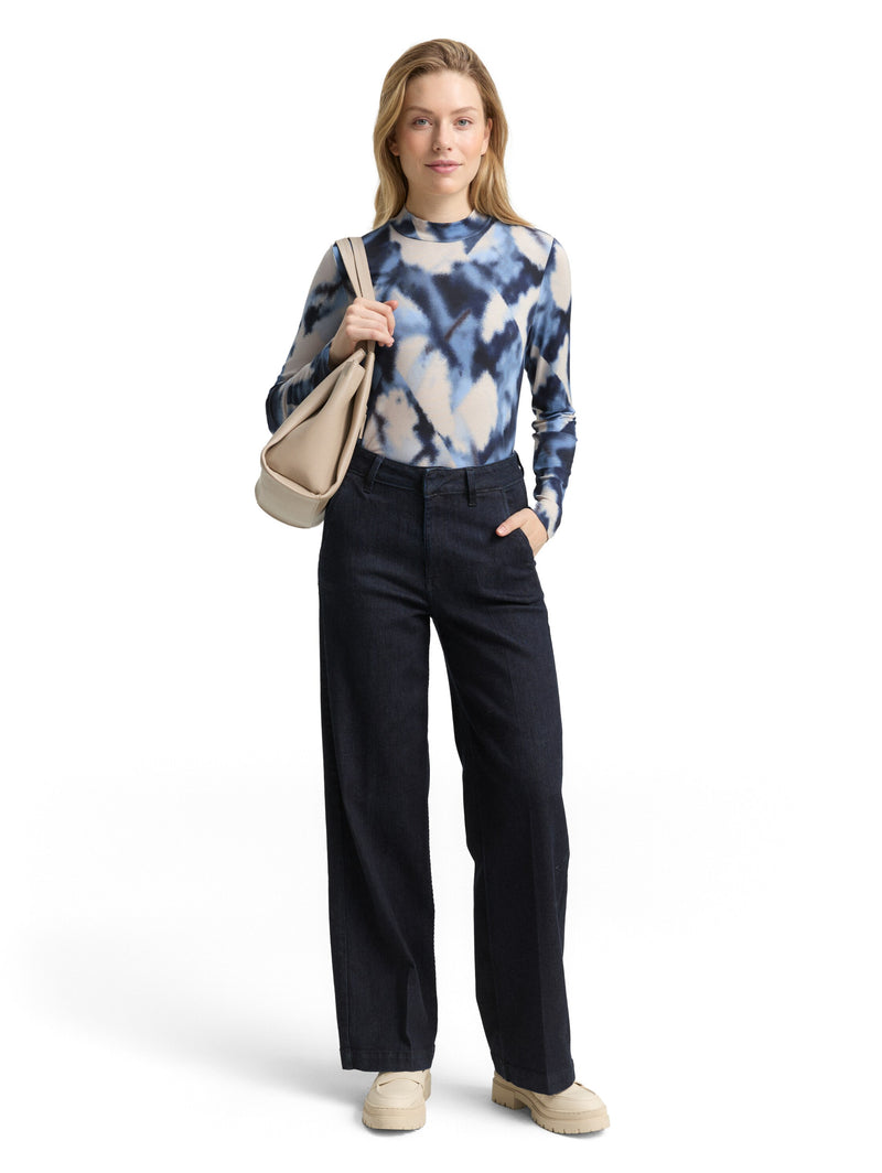 Slim Fit Langarmshirt mit Muster