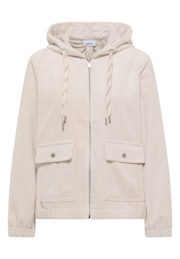 Cordjacke mit Kapuze