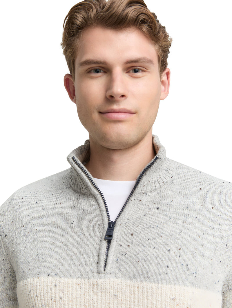 Troyer Strickpullover mit Strukturmix