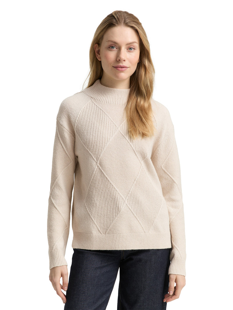 Loose Fit Strickpullover mit Stehkragen