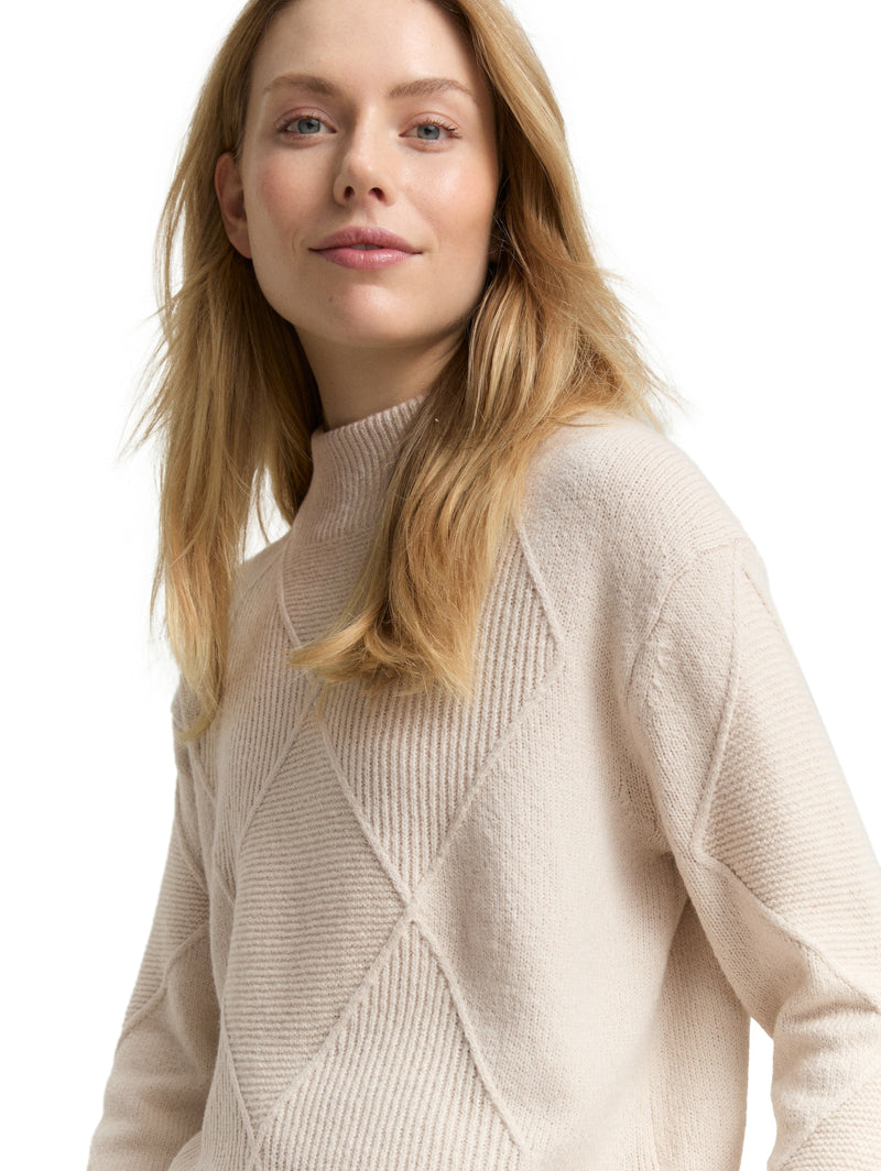 Loose Fit Strickpullover mit Stehkragen