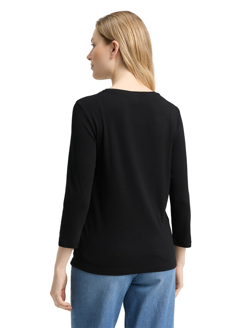 Slim Fit Langarmshirt mit Glitzer-Logo