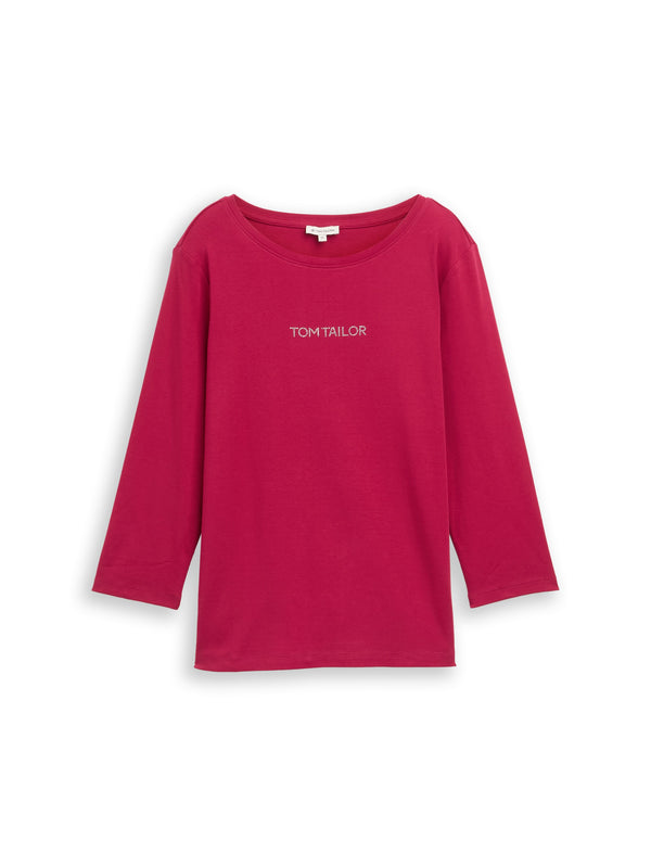 Slim Fit Langarmshirt mit Glitzer-Logo