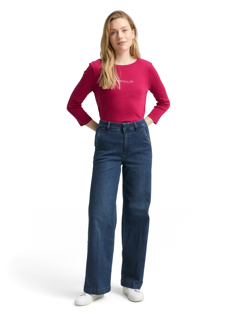 Slim Fit Langarmshirt mit Glitzer-Logo