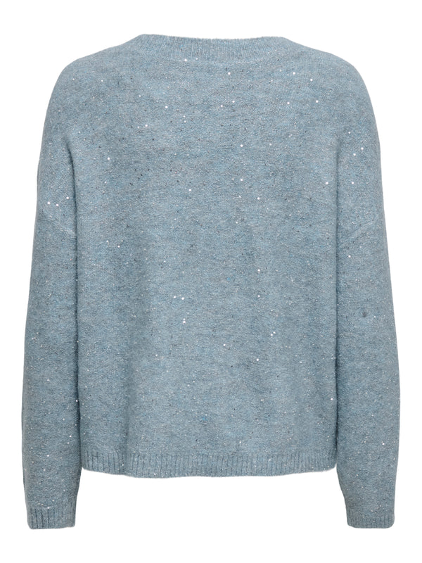 ONLARIZONA LS SEQUINS V-NECK PUL KNT