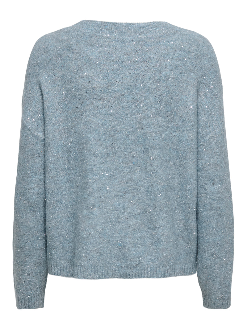 ONLARIZONA LS SEQUINS V-NECK PUL KNT