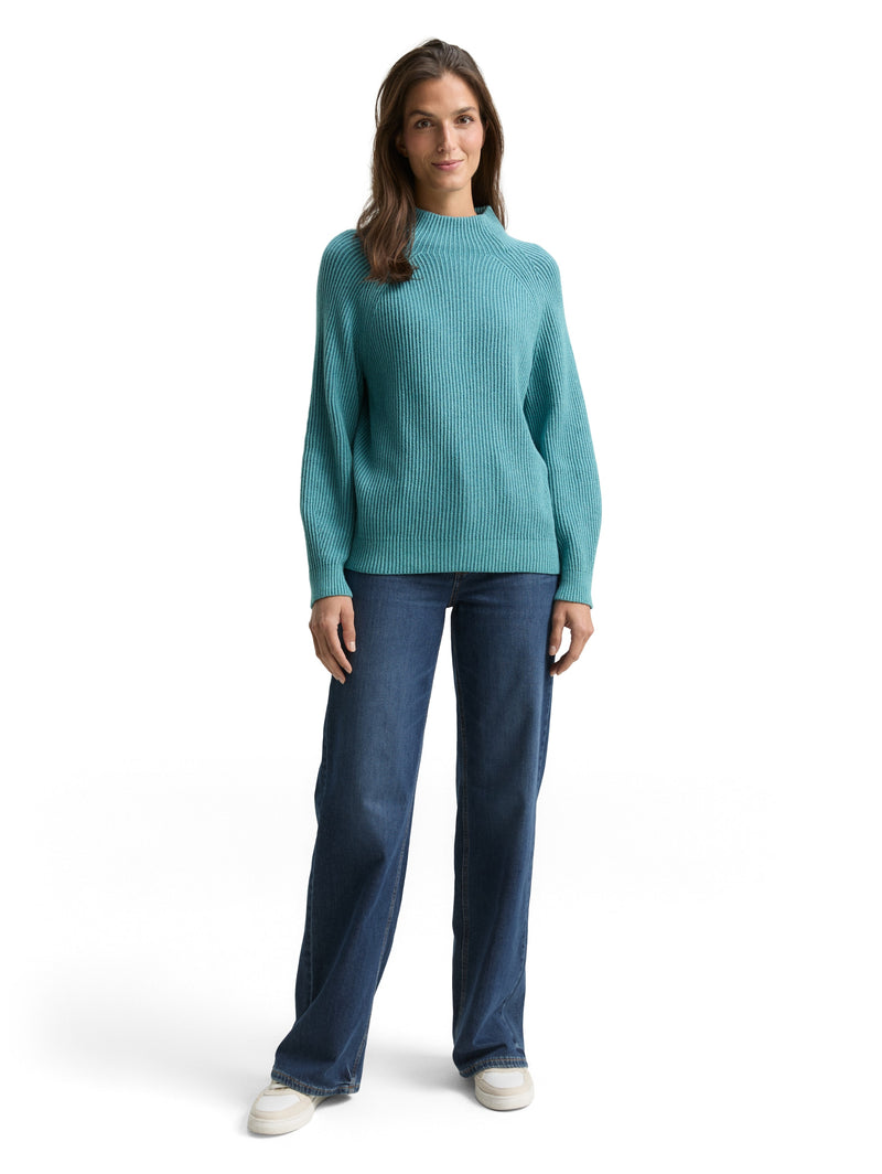 Loose Fit Strickpullover mit Stehkragen