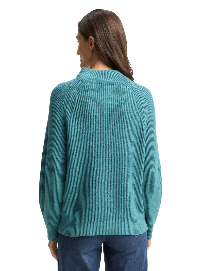 Loose Fit Strickpullover mit Stehkragen