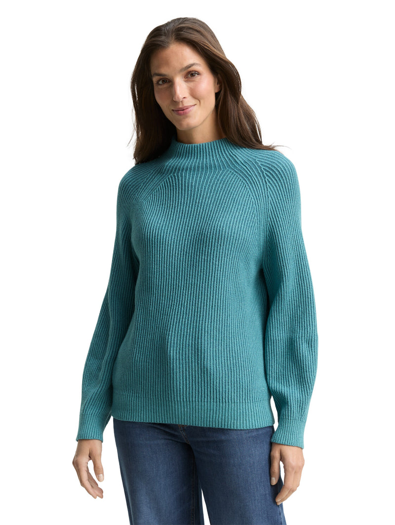 Loose Fit Strickpullover mit Stehkragen