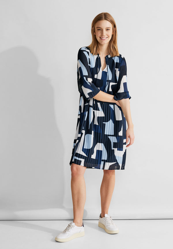 Print Plissée Kleid