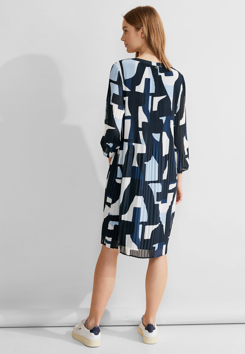 Print Plissée Kleid