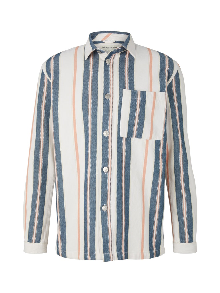 twill striped overshirt