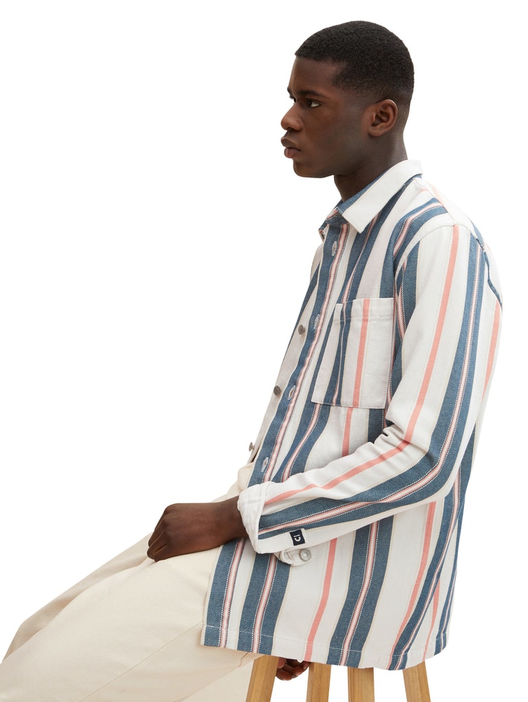 twill striped overshirt