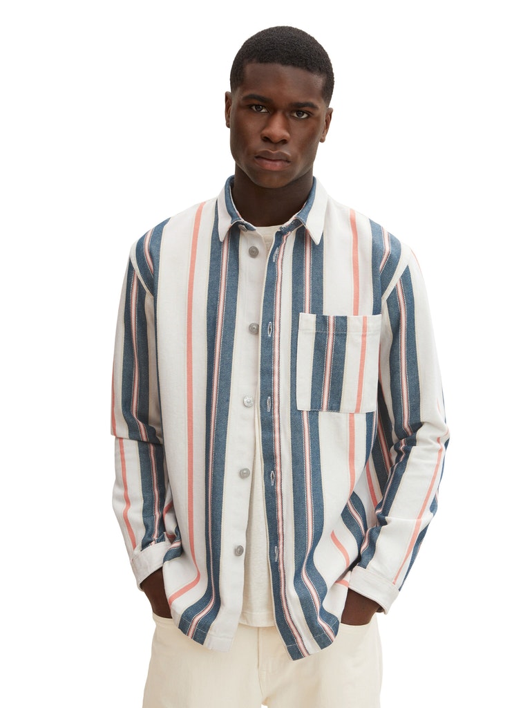 twill striped overshirt